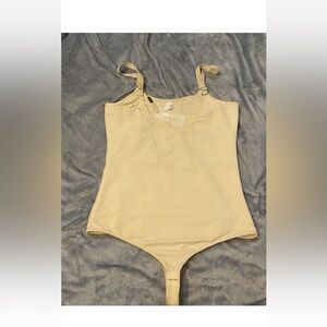 Shaper X One Piece Bodysuit Women’s Sz 3XL Nude Adjustable Straps Thong Cut NWT